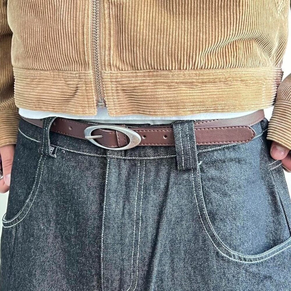 vintage brown american western simple designer oval belt - Picture 2 of 7